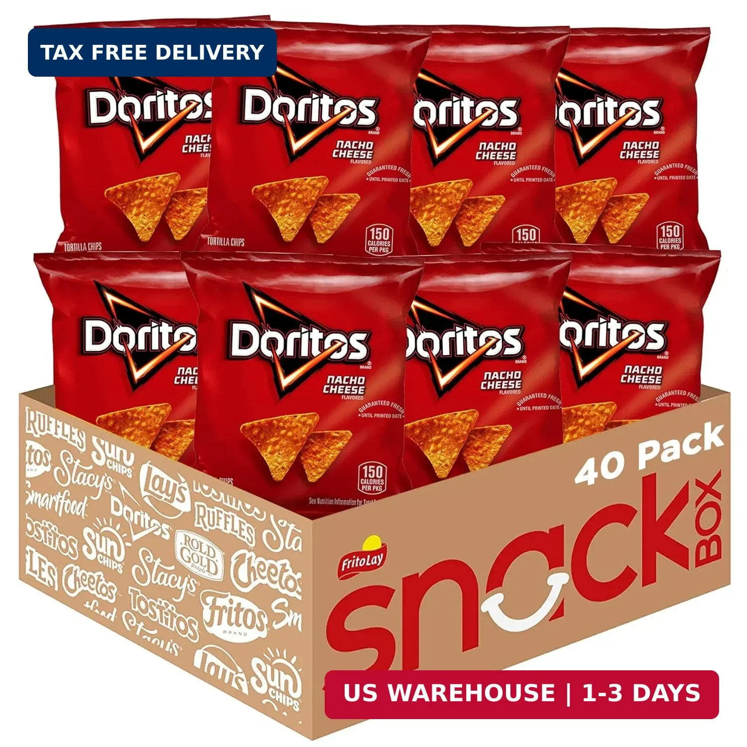 Doritos Flavored Tortilla Chips, Nacho Cheese, 1 Ounce (Pack of 40)