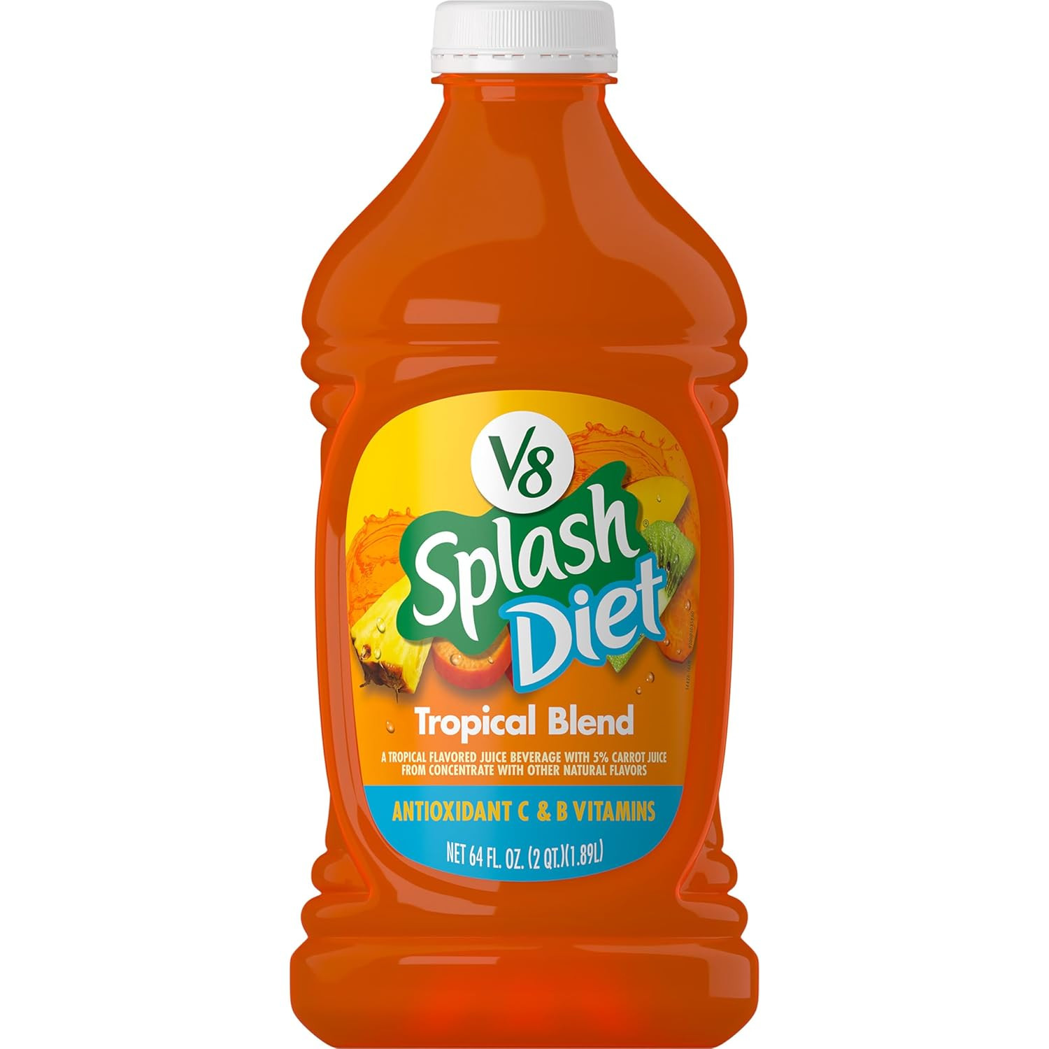 V8 Splash Orange Pineapple Flavored Juice Beverage, 64 FL OZ Bottle