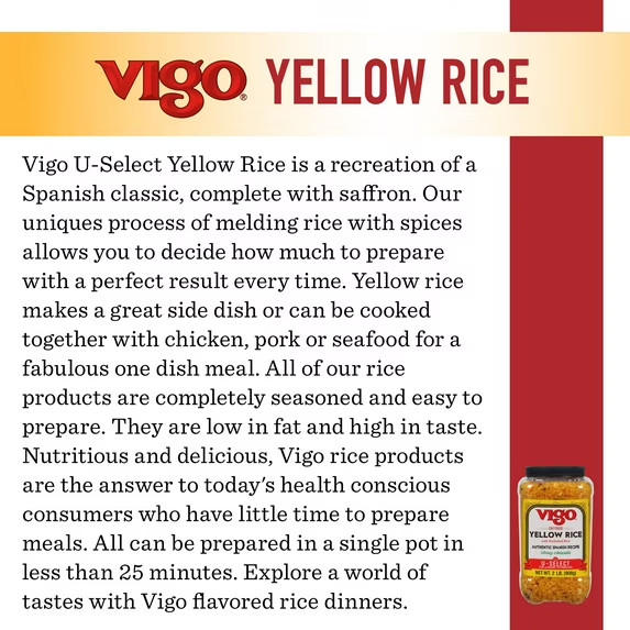 Vigo Saffron Yellow Rice, 2 lb, Allergens Not Contained