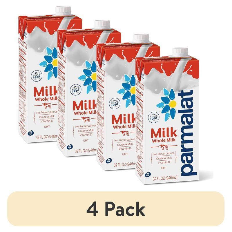 4 Pack Whole Milk with No Preservatives Delicious Taste 32 Fl Oz Shelf-Stable