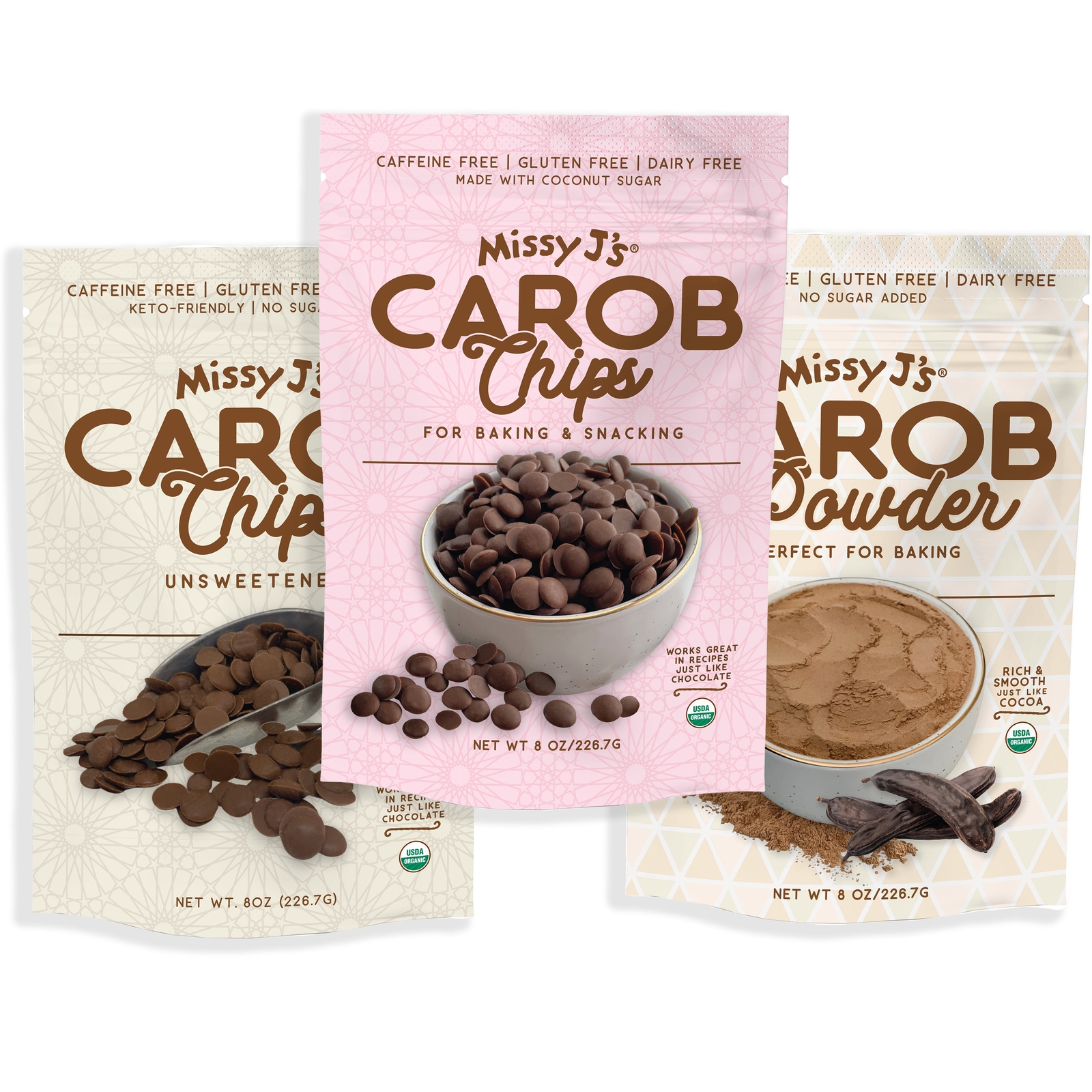 Missy J’s Carob Baking Essentials-3pk, Vegan Gluten Free, Chocolate Substitute