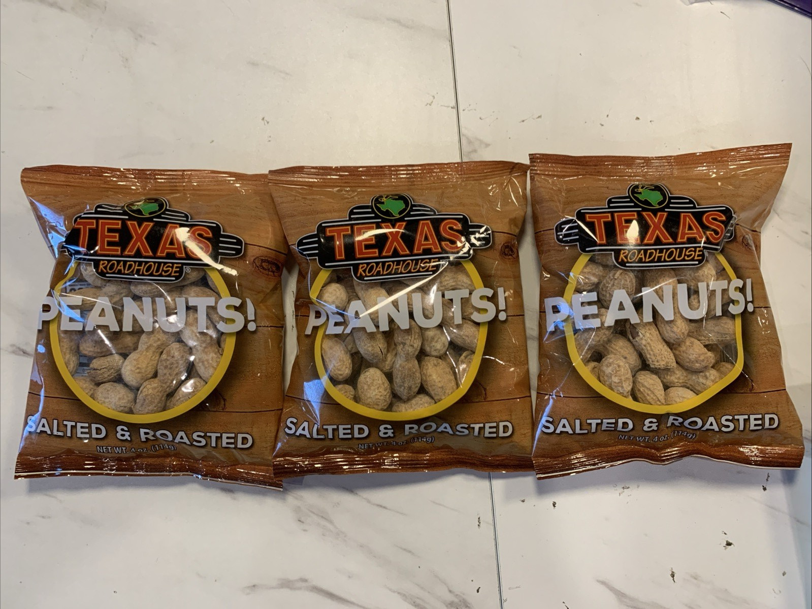 Texas Roadhouse Roasted Salted Peanuts Fresh Lot of 3 Bags April 2027 4oz Each