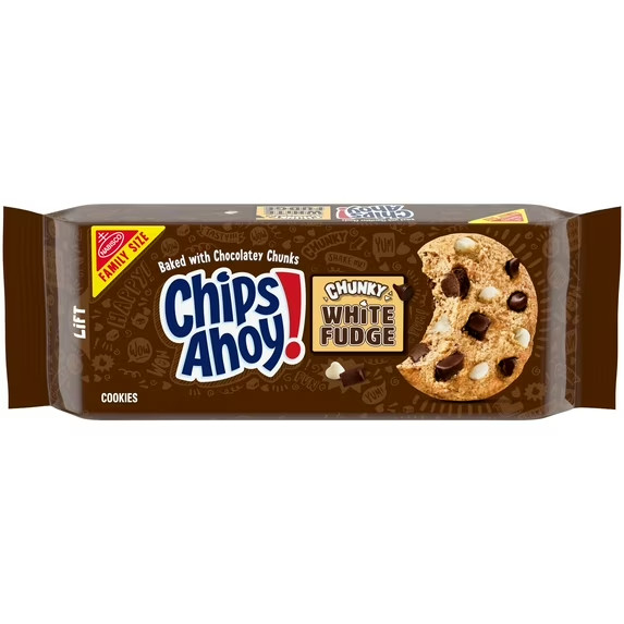 CHIPS AHOY! Chunky White Fudge Chocolate Chunk Cookies, Family Size, 18 oz