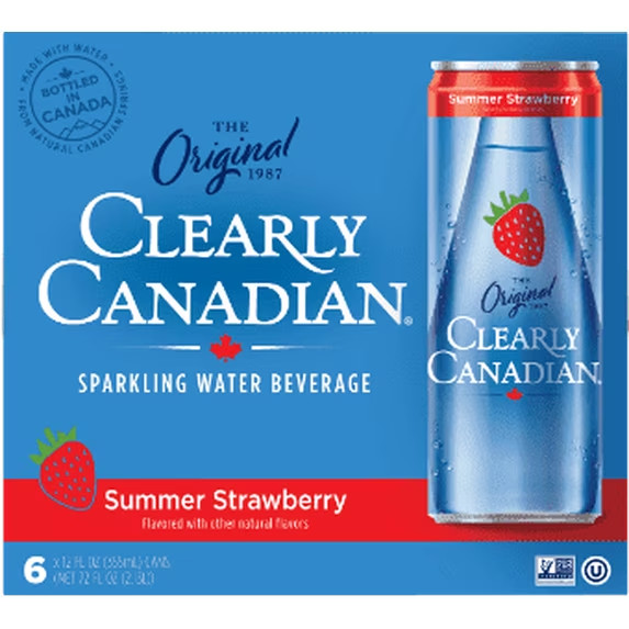 Clearly Canadian – Summer Strawberry Sparkling Water 6 Pack 72FO ( pack of 6)