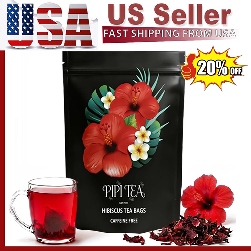PiPi Tea Organic Hibiscus Tea Bags – Caffeine Free Herbal Tea Rich in Antioxi…