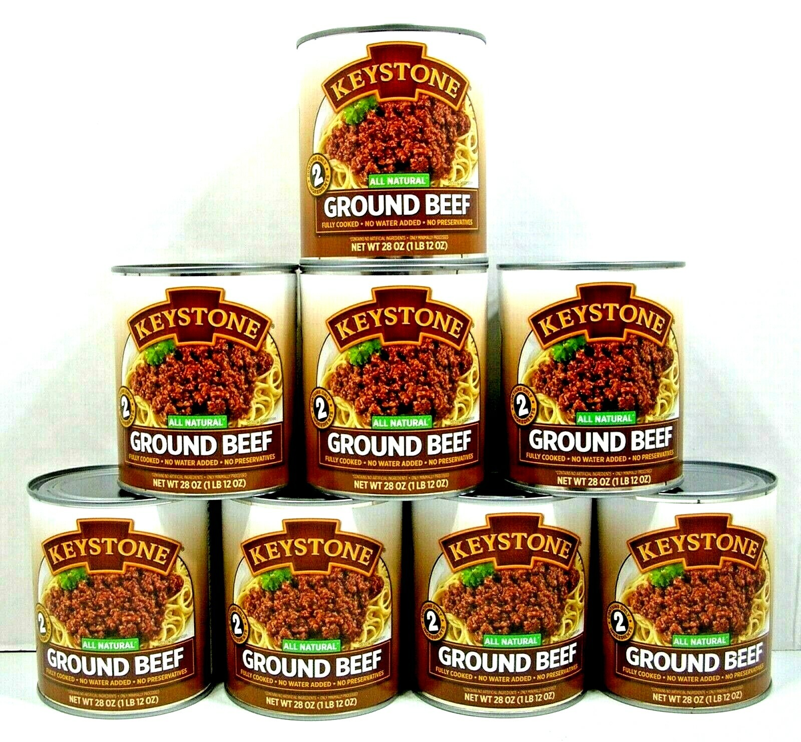 (8) KEYSTONE GROUND BEEF **ALL NATURAL – NO PRESERVATIVES – FULLY COOKED** 28 oz