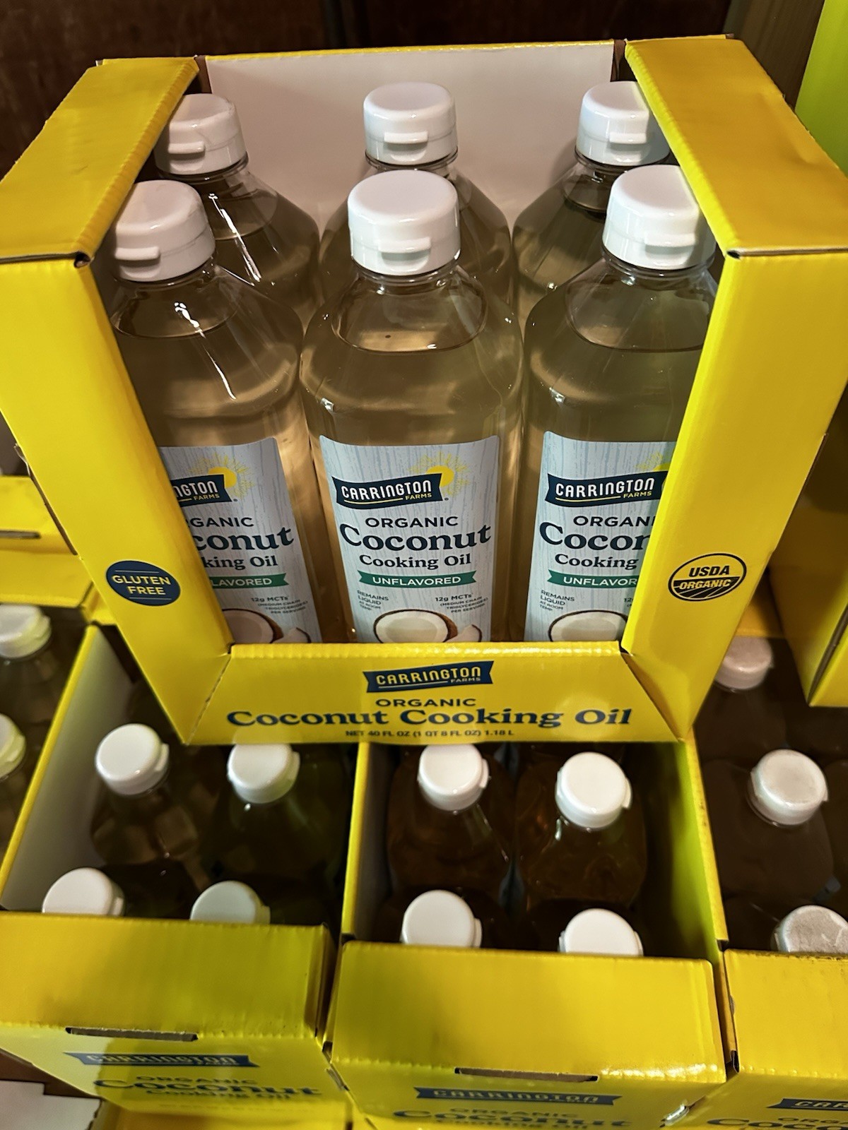 Case Of 6-Carrington Farms Organic Liquid Coconut Cooking Oil 40 Fl Oz XL Bottle