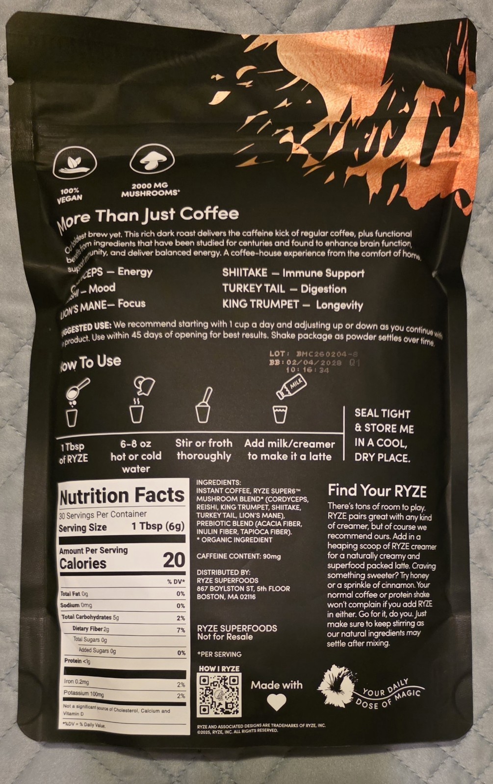 Organic Mushroom Coffee- 30 Servings Per Pack