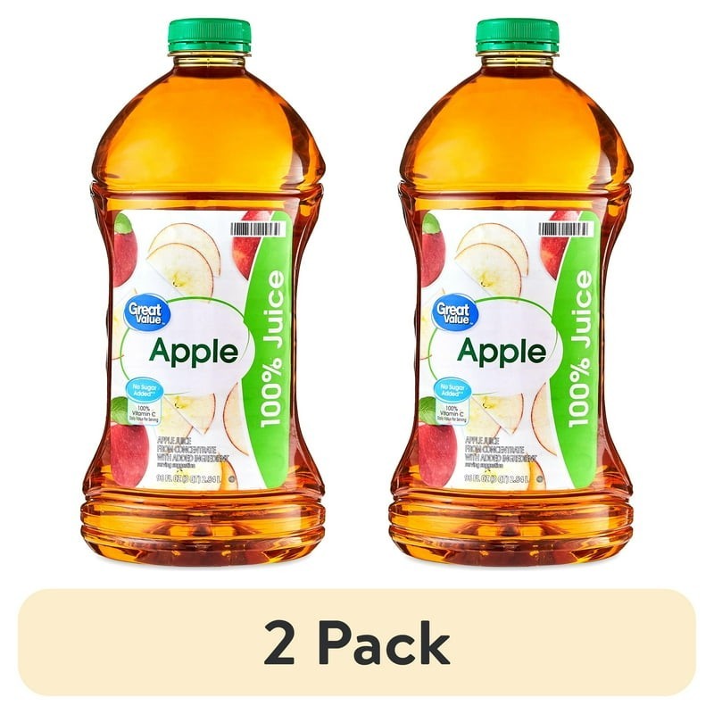 (2 pack) Great Value 100% Apple Juice, 96 fl oz