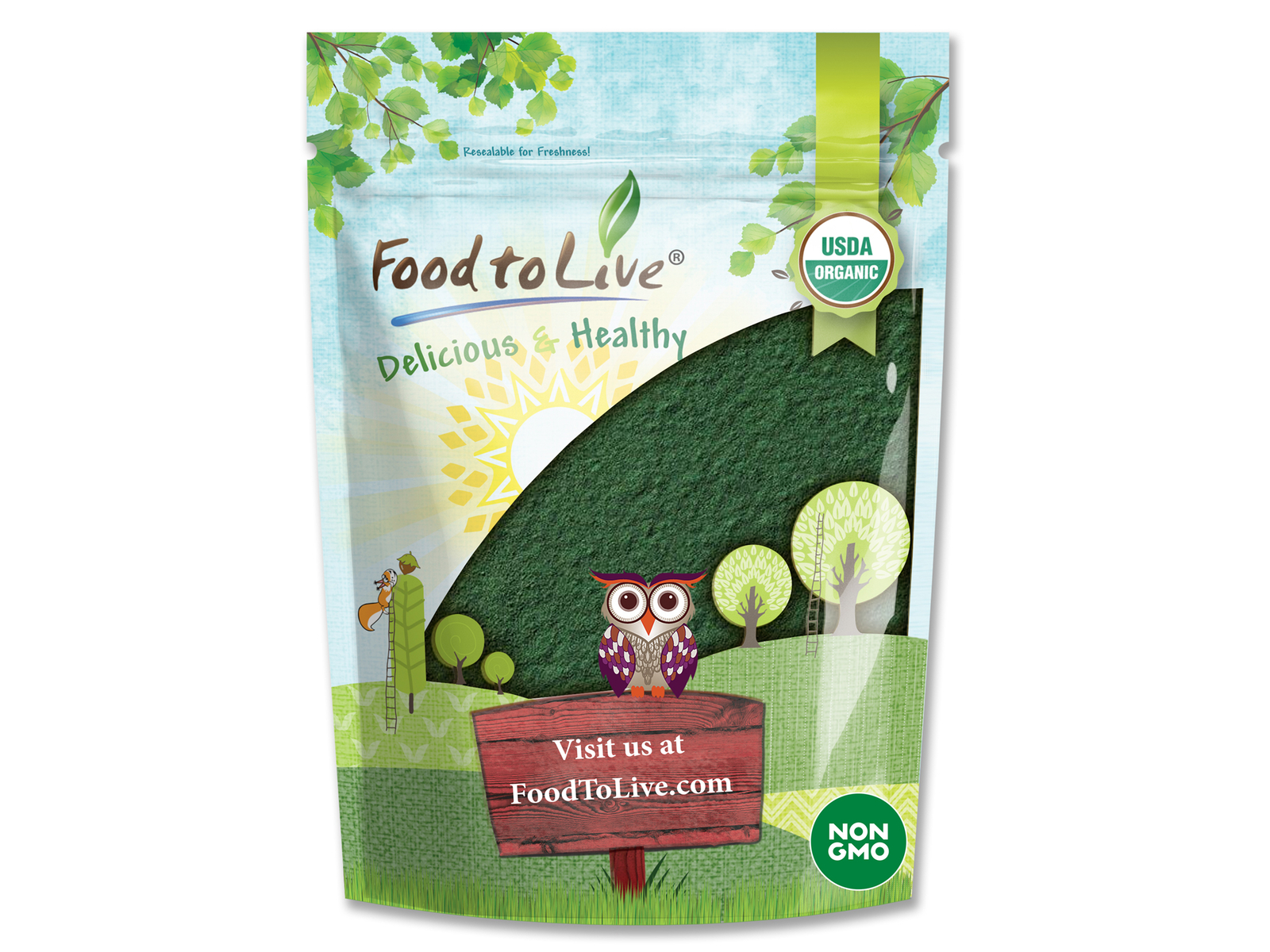 Organic Spirulina Powder – Non-GMO, Kosher,Vegan Superfood,Bulk– by Food to Live