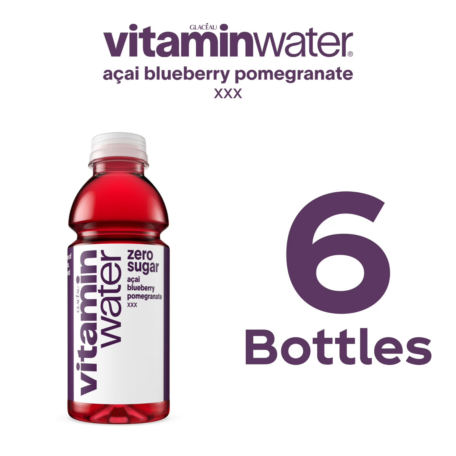 Vitaminwater XXX Zero Sugar Acai-Blueberry Pomegranate Water Beverage 6Pack