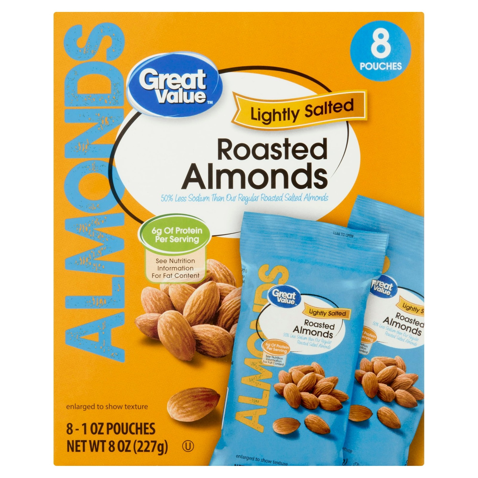 Lightly Salted Roasted Almonds Snack Packs, 1oz, 8 Count,Free Shipping in 2 days