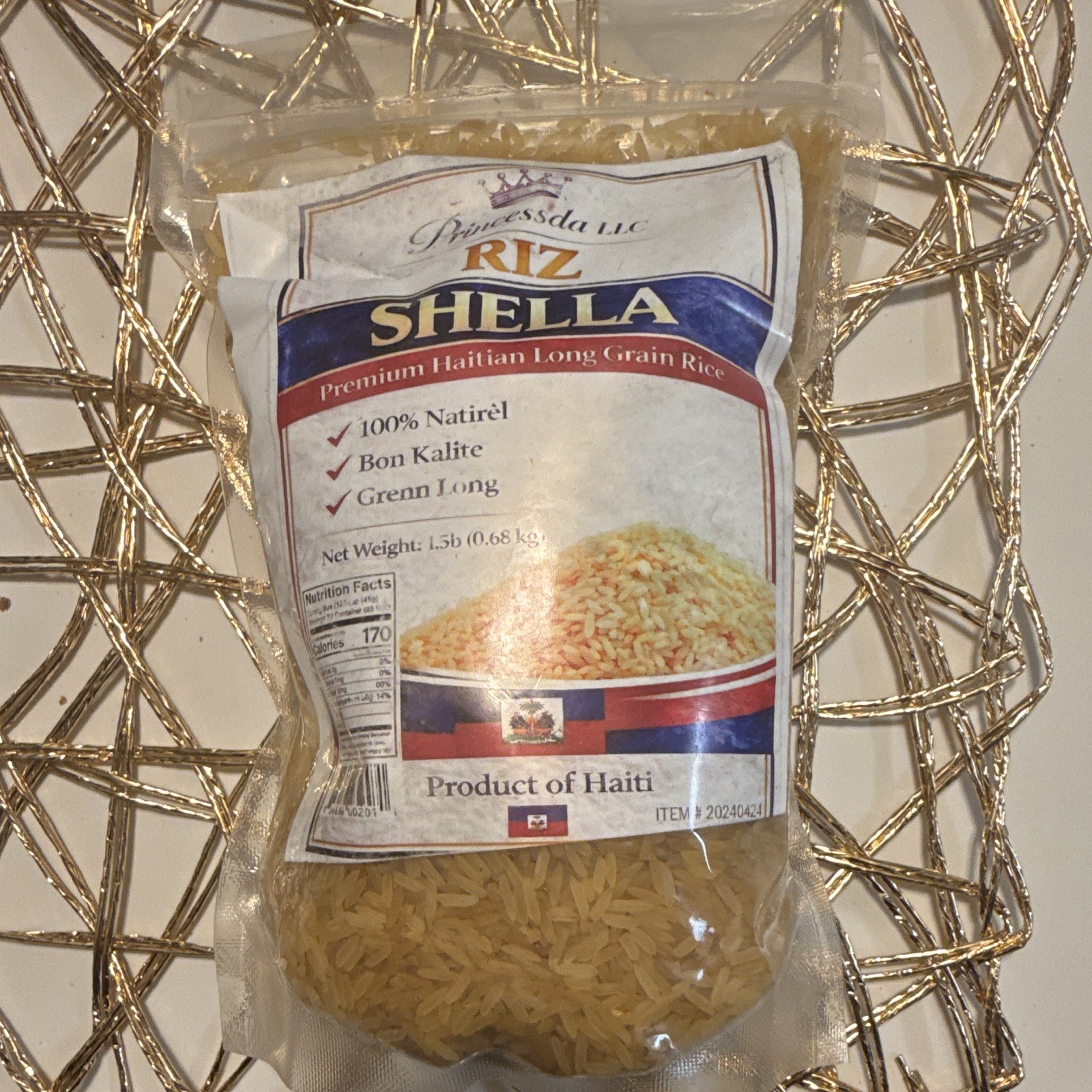 Princessda LLC SHELLA Premium Haitian Long Grain Rice 1.5 lb 100% Natirèl