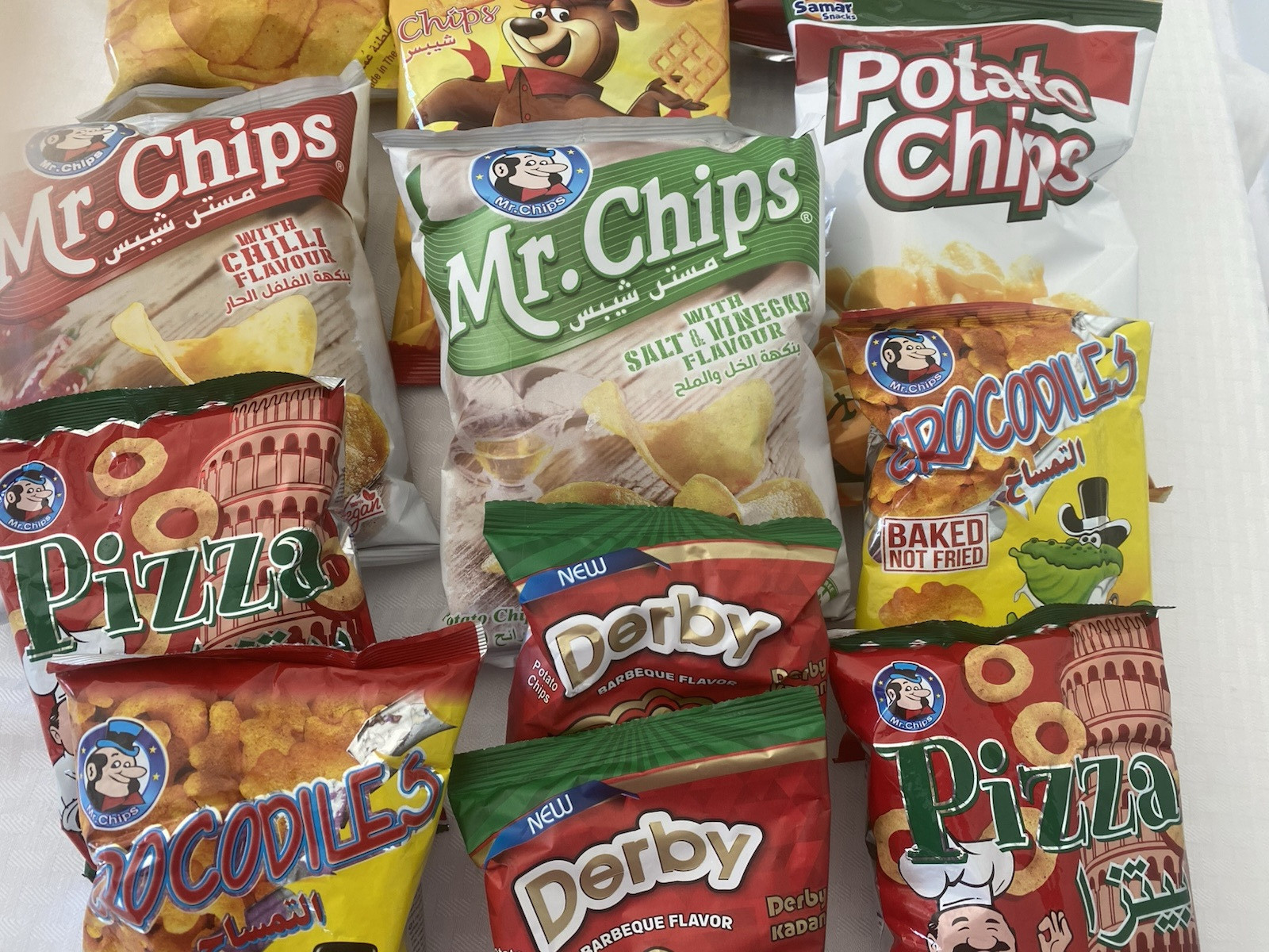 Rare Middle Eastern Arabic Snack Pack of 12 Potato Chips Bags – Variety Flavors
