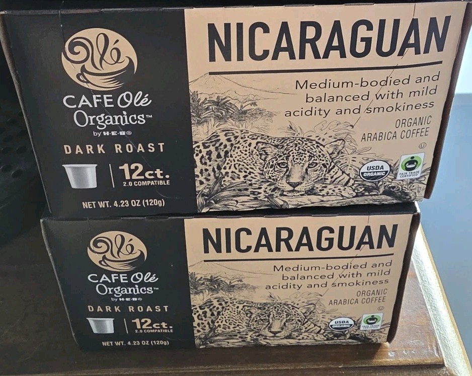 HEB Cafe Ole Coffee – Nicaraguan Dark Roast K-CUP 72 Count (Six-12 Count Boxes)