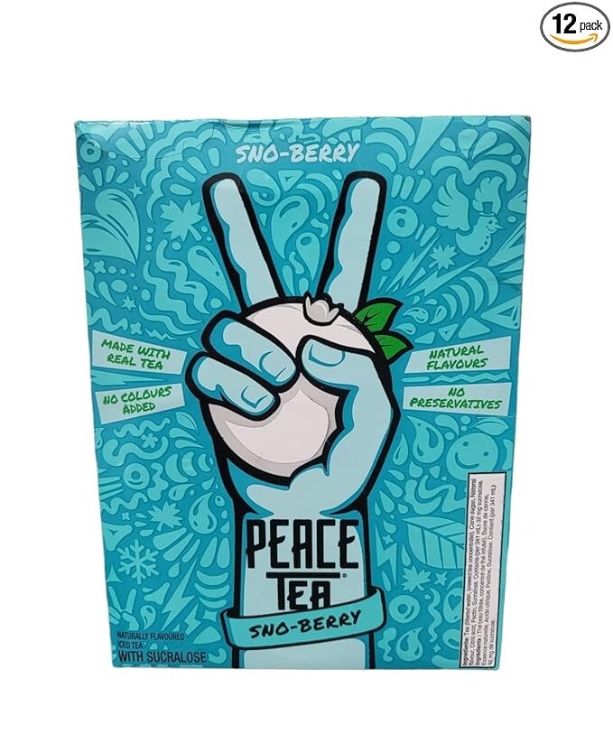 12 Cans of Peace Tea Sno-Berry Can 341ml/ 11.5oz Each From Canada- FREE SHIPPING