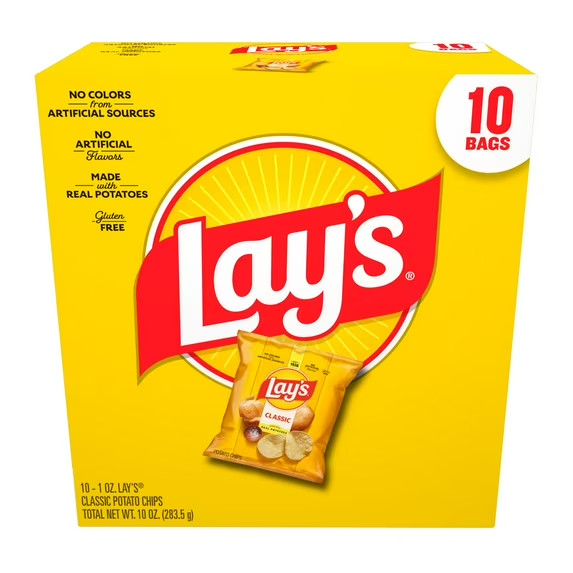 Lay’s Classic Potato Snack Chips, 1 oz Bags, 10 Count Multipack