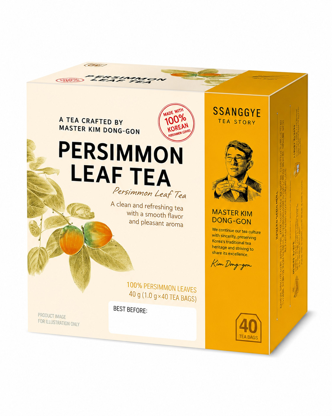 Ssanggye Premium Persimmon Leaf Tea (40 Tea Bags, 1.0g Each) – Korean Herbal Dec