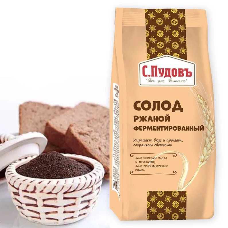 Fermented Rye Malt for bread S.Pudov 300g SOLOD Солод RF NO GMO