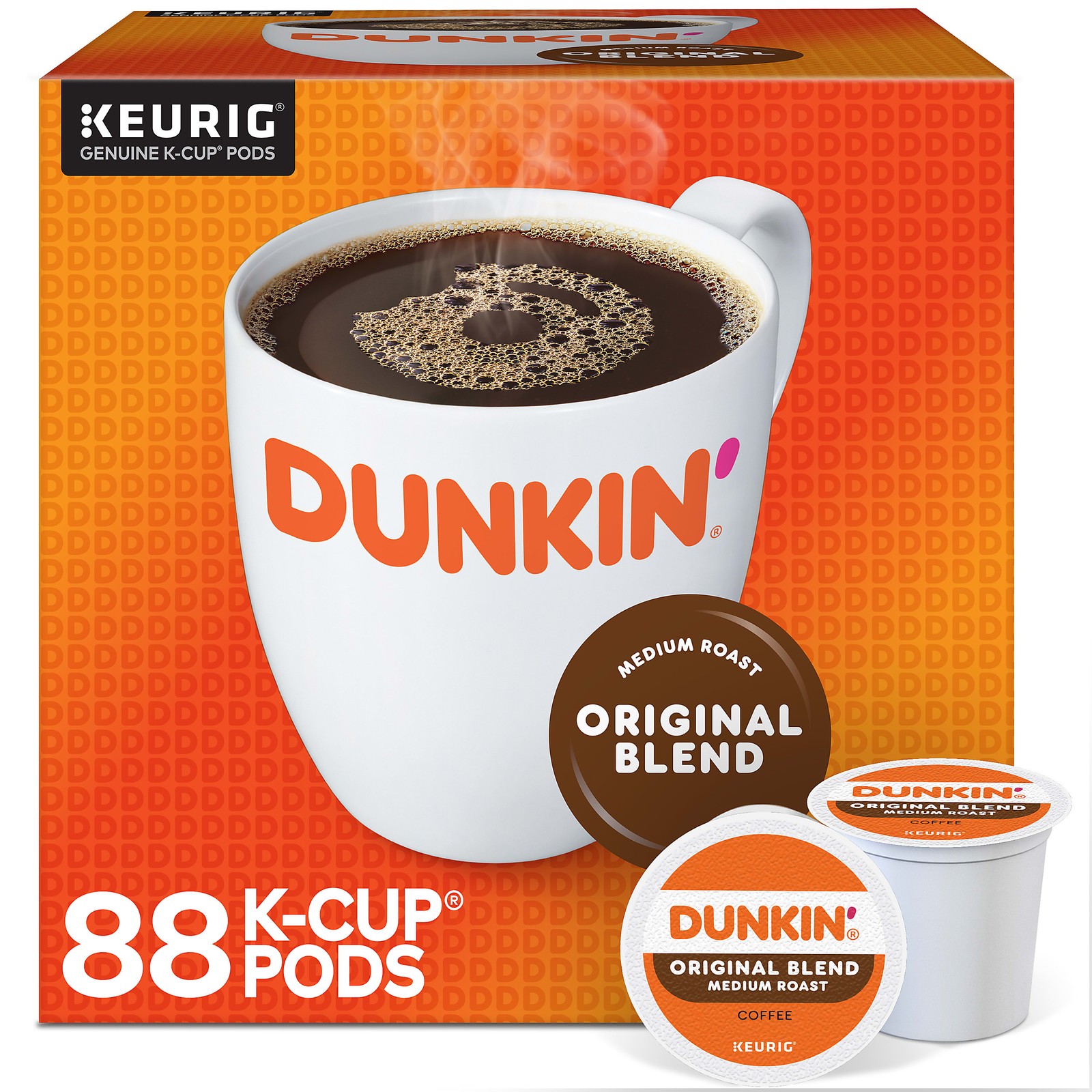 Dunkin’ Original Blend Coffee, Keurig K-Cup Pods, Medium Roast, 88 Ct.
