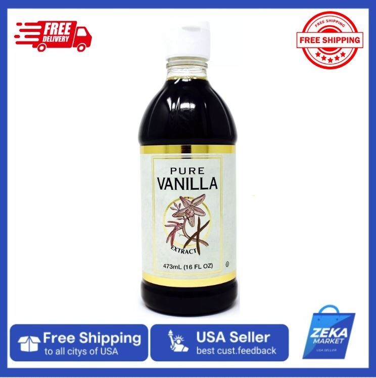 New Pure Vanilla Extract – Baking or Smoothies, 16 FL OZ Imported Vanilla Beans