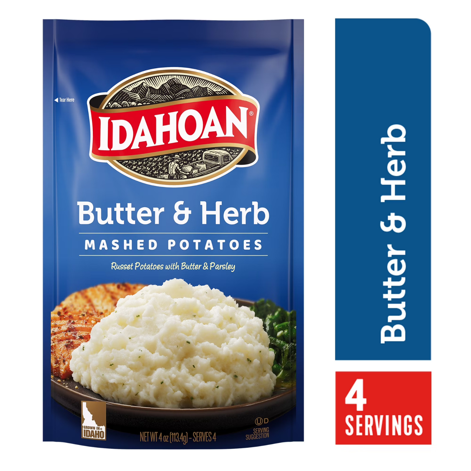 (8 pack) Idahoan Butter & Herb Mashed Potatoes Side Dish, 4 oz