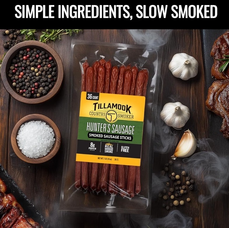 Tillamook Country Smoker Hunter’s Sausage Smoked Sausage, 16 Oz, 36 Ct