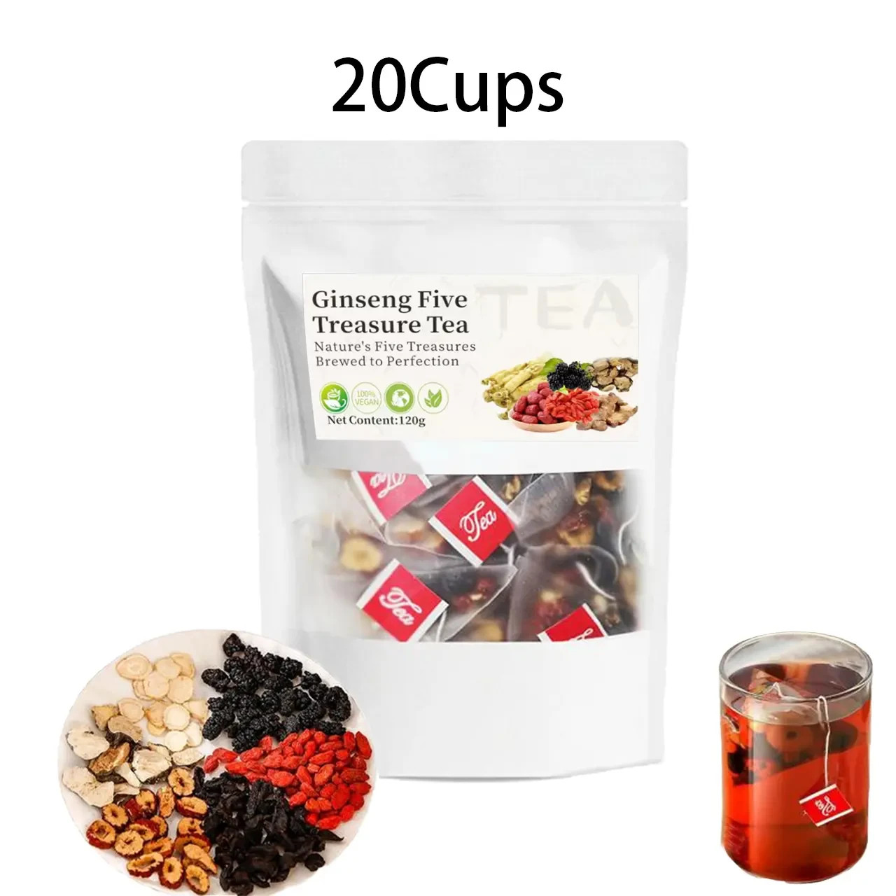 Ginseng Five Treasure Tea Liver and Kidney Nourishing Vitality Tea Herbal TeaBag