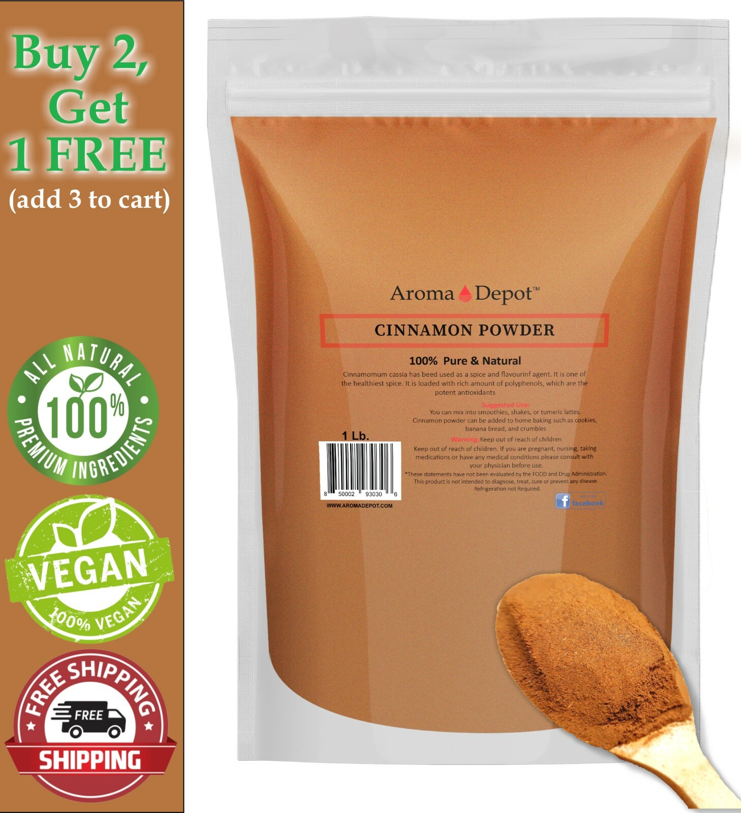 1lb Cinnamon Powder 100% Ground Pure Natural Canela Indonesia Cassia