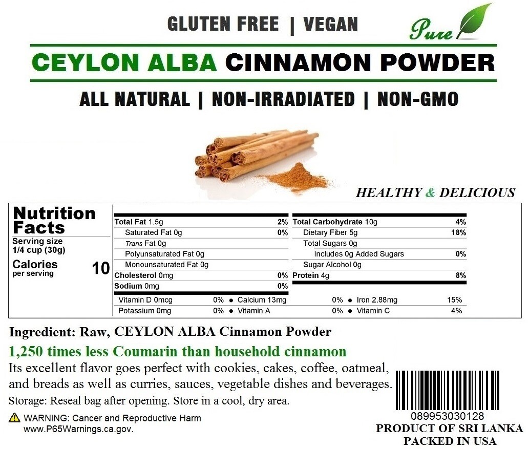 1 LB(16oz) PURE Premium CEYLON ALBA Cinnamon Powder, SRI LANKA,US SELLER