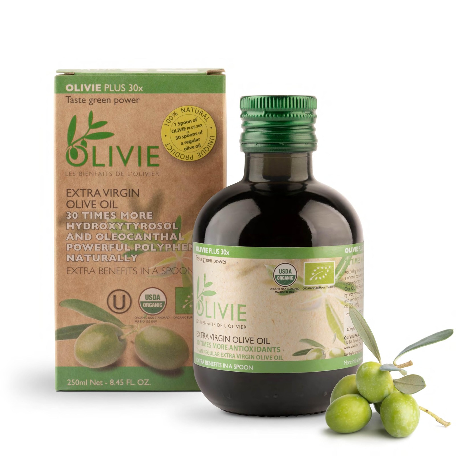 Organic High Polyphenol Rich Extra Virgin Olive Oil OLIVIE PLUS 30X | 250 ml