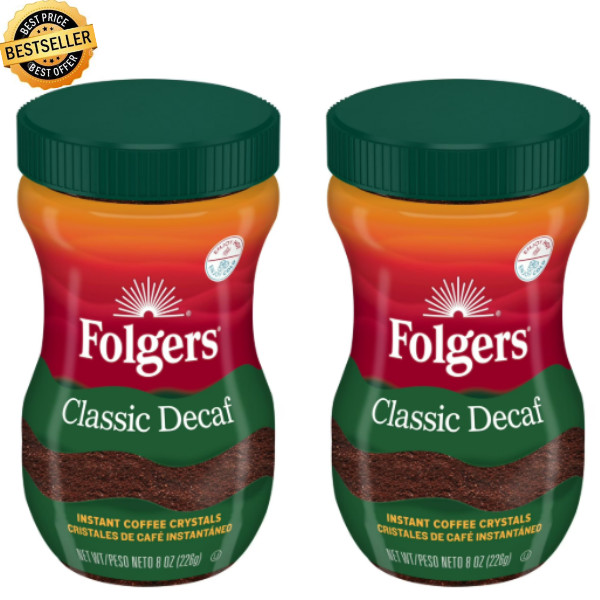 Folgers Classic Decaf Instant Coffee, 8-Ounce Jar ((PACK OF 2))
