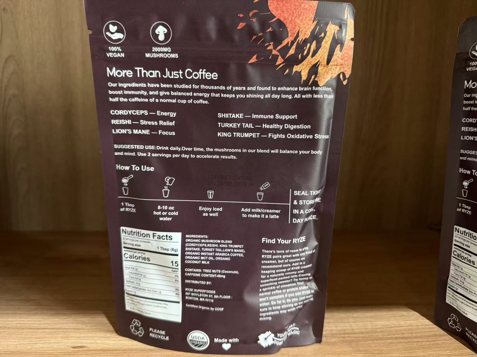 Organic Rize Mushroom Coffee Bright and Smooth 30 Servings for Gut Health Focus