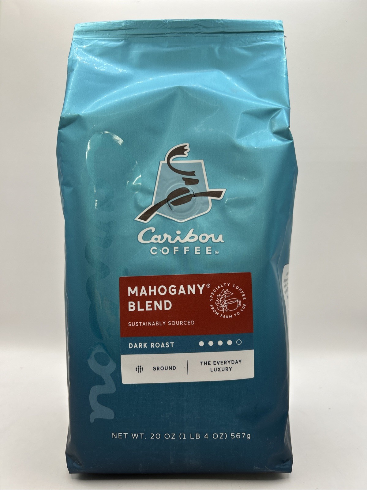 Caribou Coffee Mahogany Blend Dark Roast Ground 20oz BB8/26