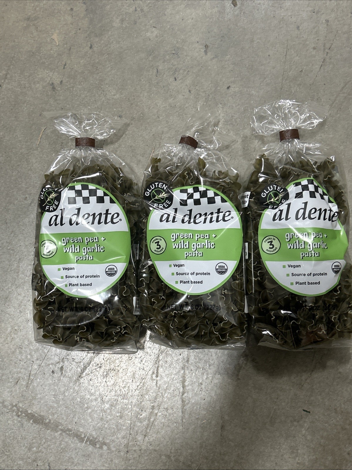 Al Dente Green Pea & Wild Garlic Pasta, 12 oz Bags, 3 Pack, All-Natural