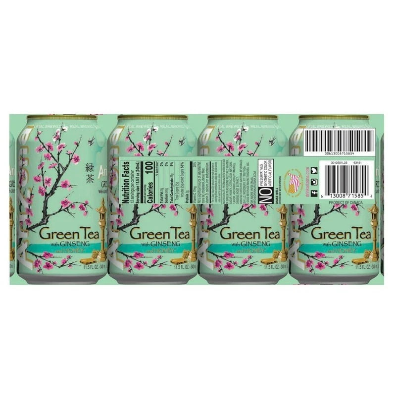 Arizona Green Tea with Ginseng and Honey, 11.5 Fl Oz Cans (12-Pack)