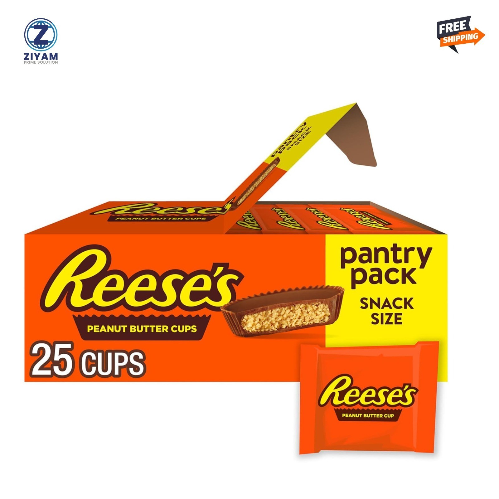 REESE’S Milk Chocolate Snack Size Peanut Butter Cups – 13.75 oz (25 Pieces)