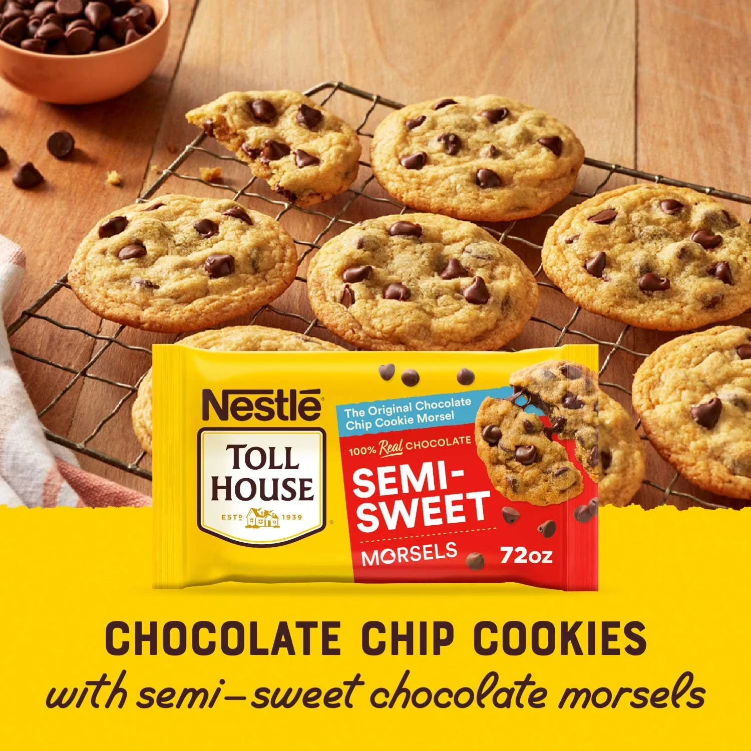 Nestle Toll House Semi-Sweet Chocolate Chips – 72oz Bag, Holiday Cookie Morsel