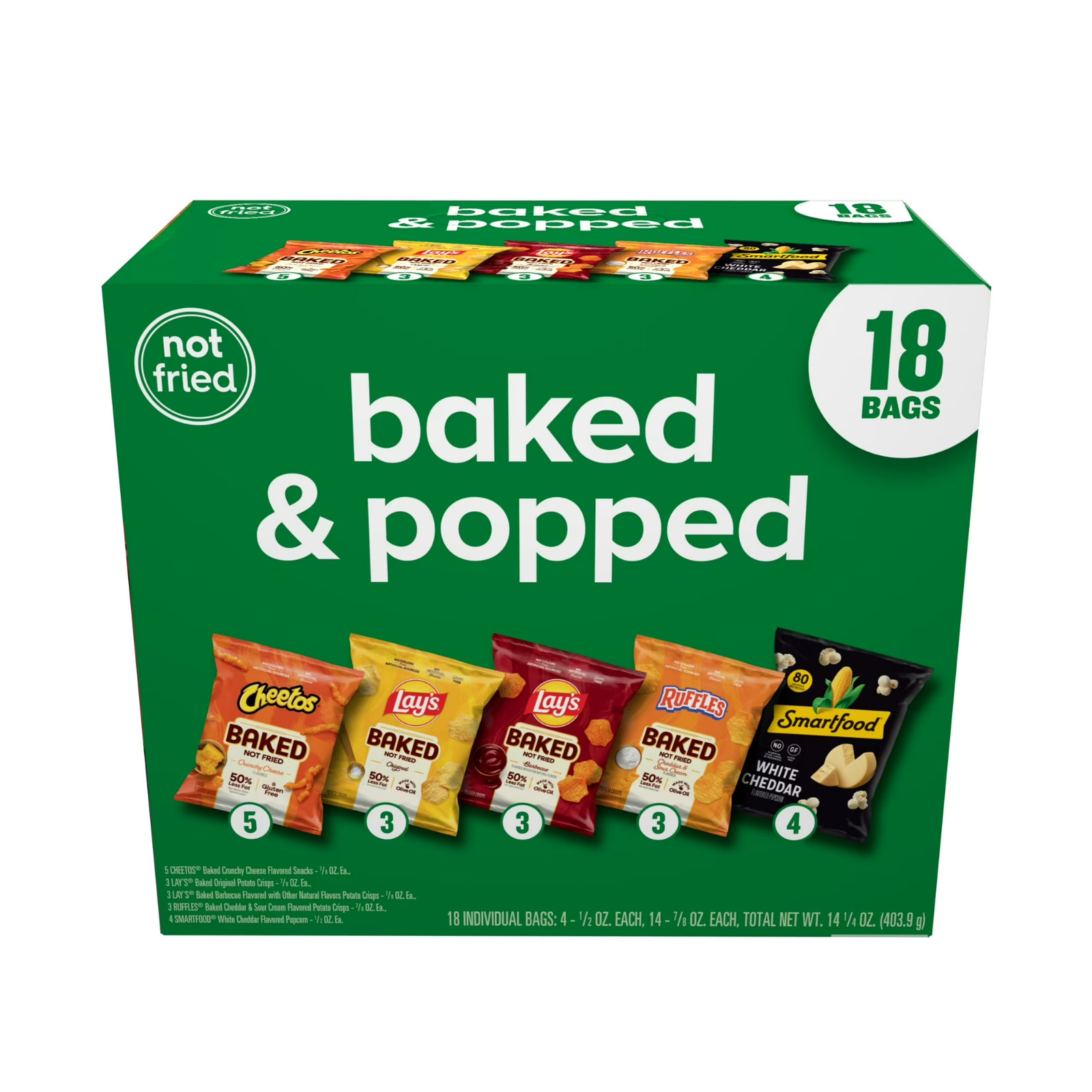 New Frito-Lay Baked and Popped Mix Variety Pack Snack Chips, 18 Count Multipack