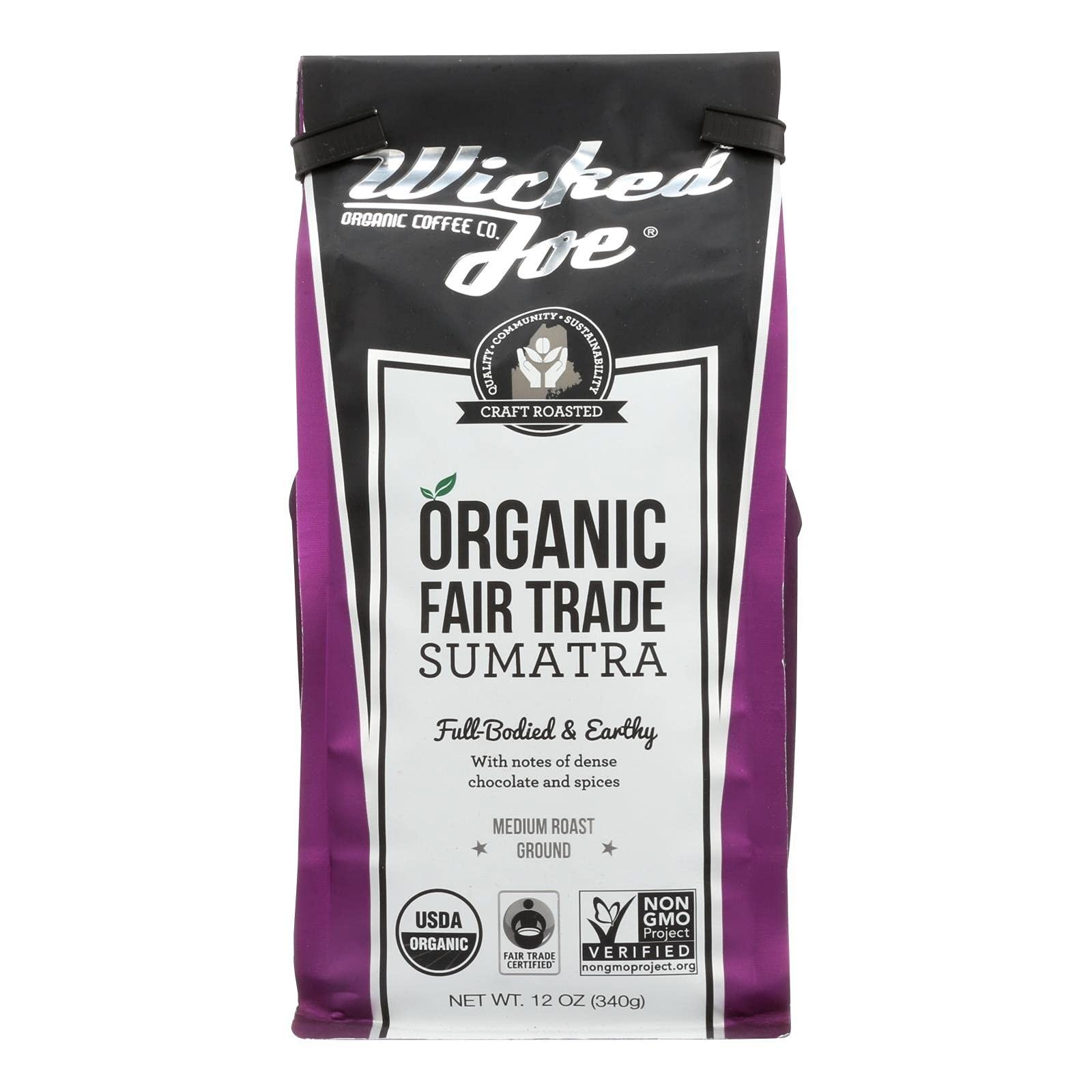 (Pack of 6) Wicked Joe Coffee Sumatra Ground Coffee Natural Bagged 12 Oz