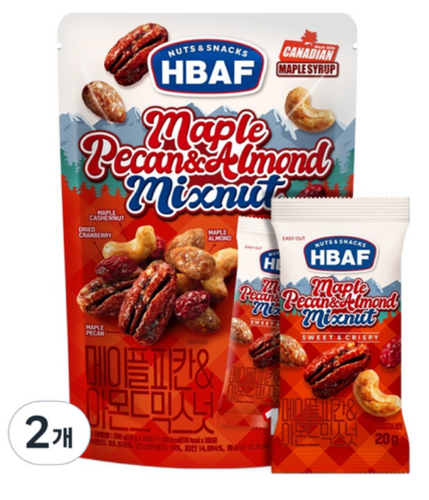 HBAF Maple Pecan & Almond Mixnut 200g (20g x 10) 2Pack Set