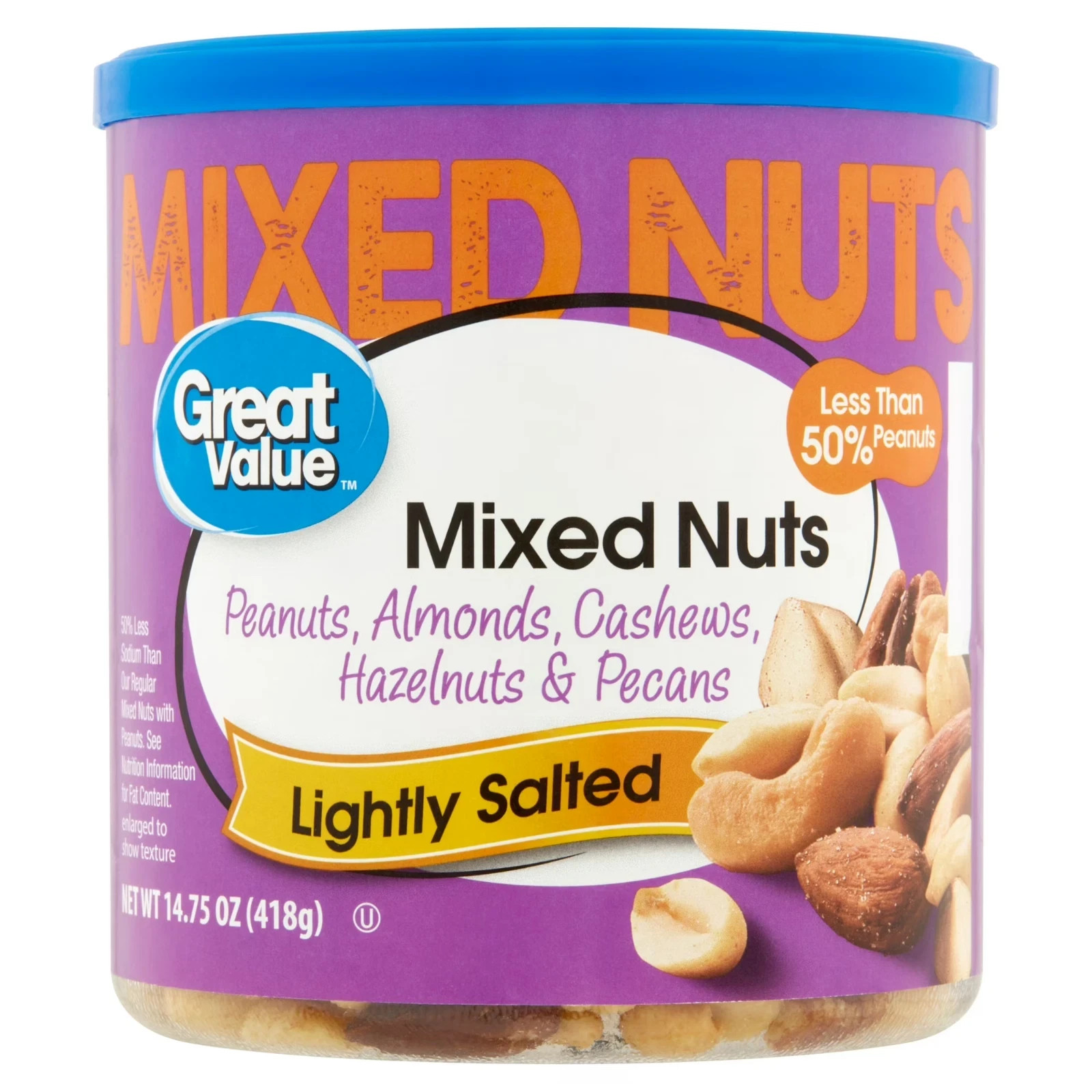Great Value Roasted & Lightly Salted Mixed Nuts, 14.75 oz Free Shipping