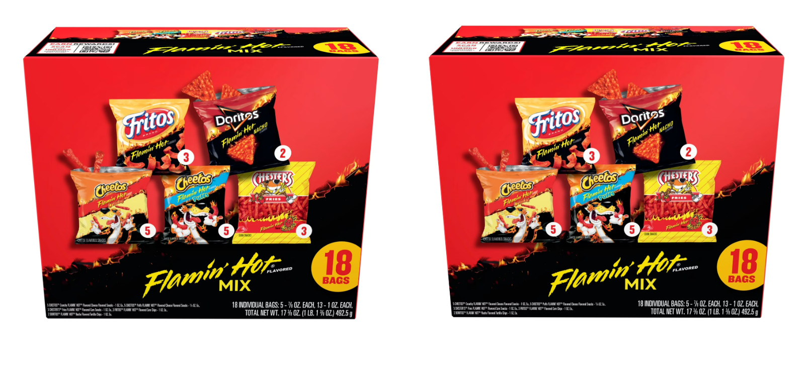 Frito-Lay Flamin’ Hot Mix Variety Pack Snack Chips, 18 Count Multipack
