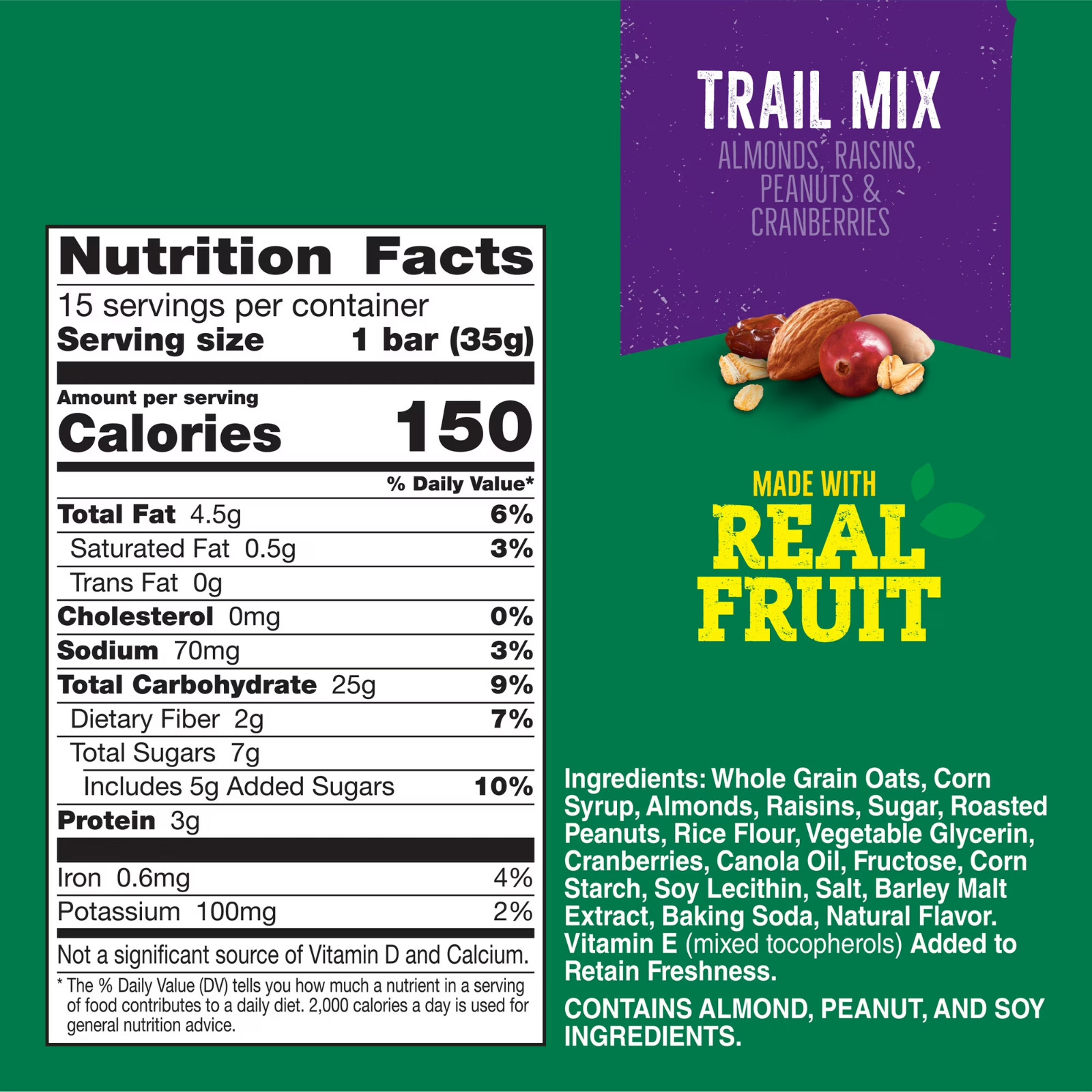 Nature Valley Chewy Fruit and Nut Granola Bars, Trail Mix, 15 Count, 18 oz..