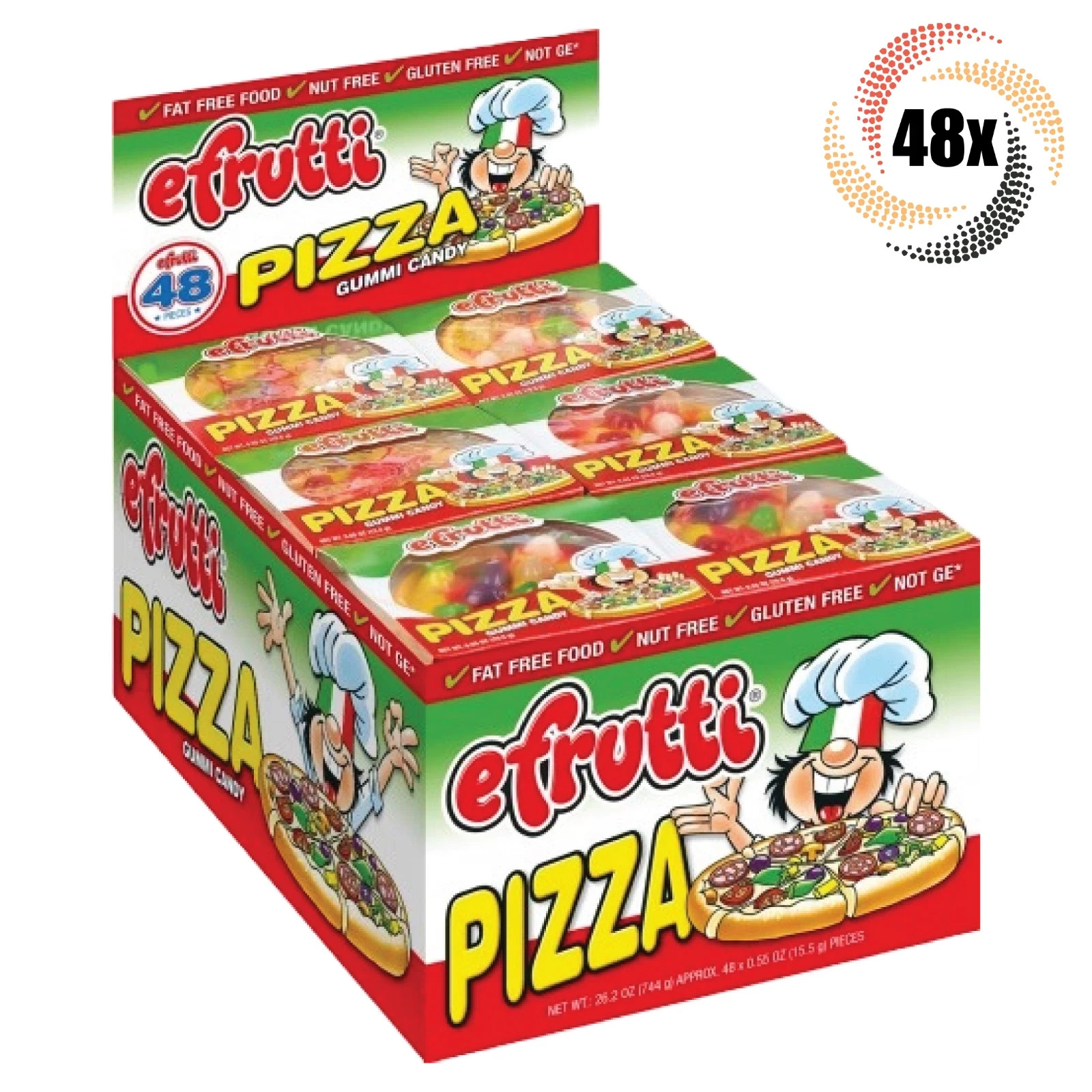 efrutti PIZZA Gummi Candy, Fat Free, Gluten Free 0.55oz (48 Pack) Net WT26.2oz
