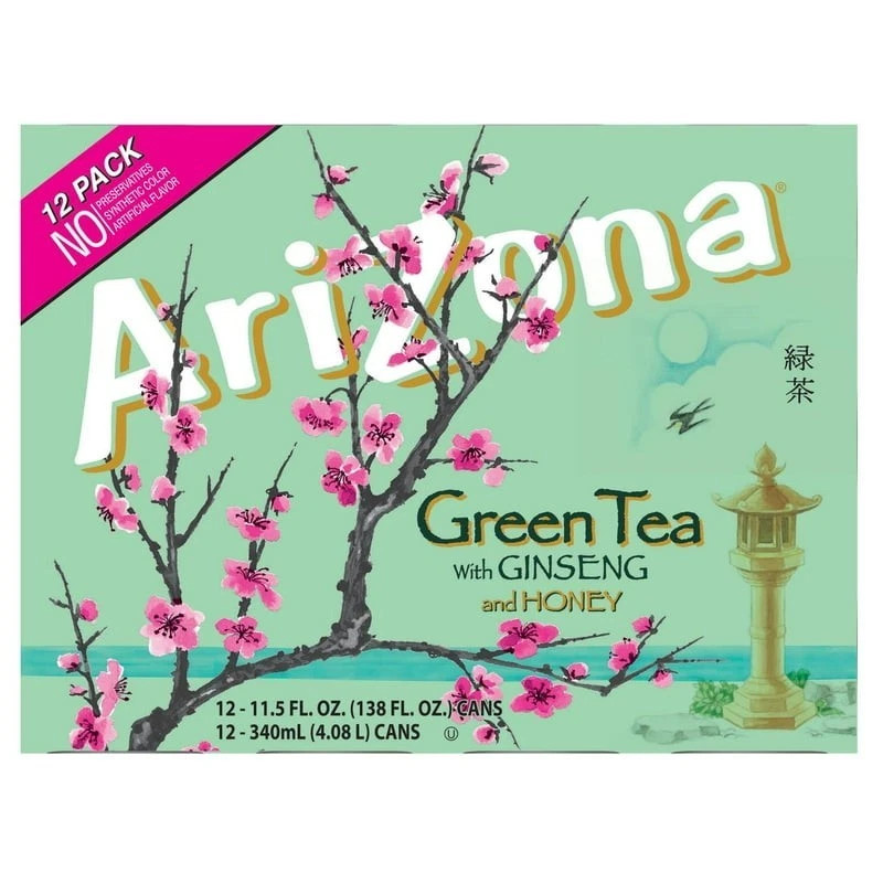 Arizona Green Tea with Ginseng and Honey, 11.5 Fl Oz Cans (12-Pack)