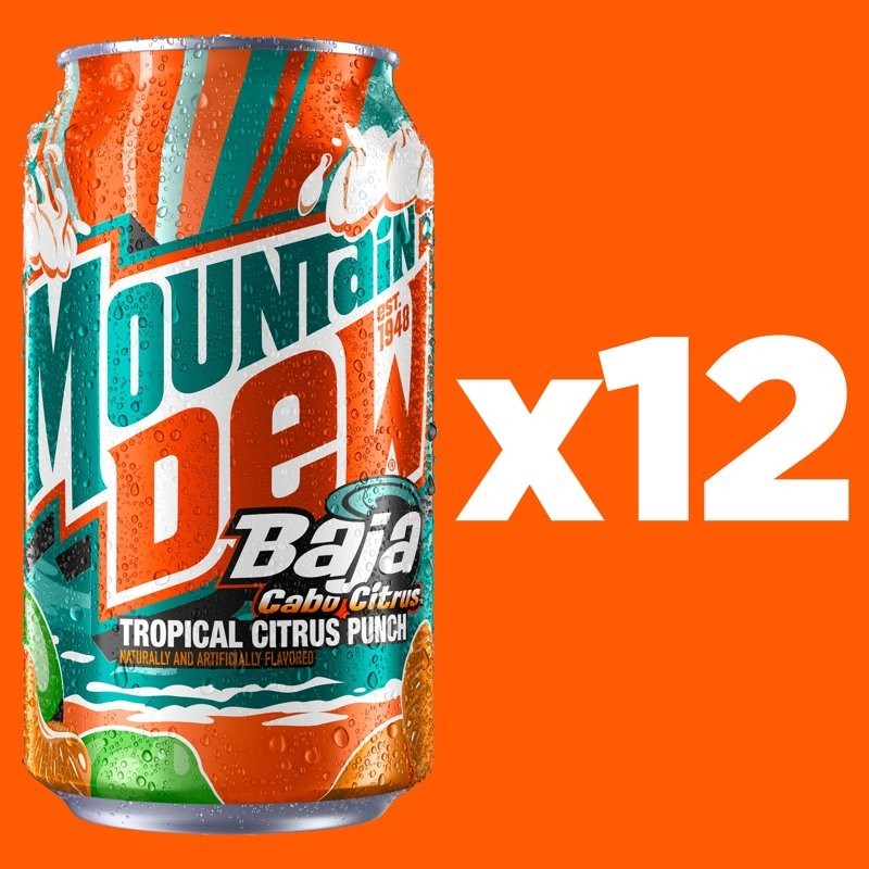 Mountain Dew Baja Blast Cabo Citrus, 12 fl oz 12 Pack Cans-free shipping
