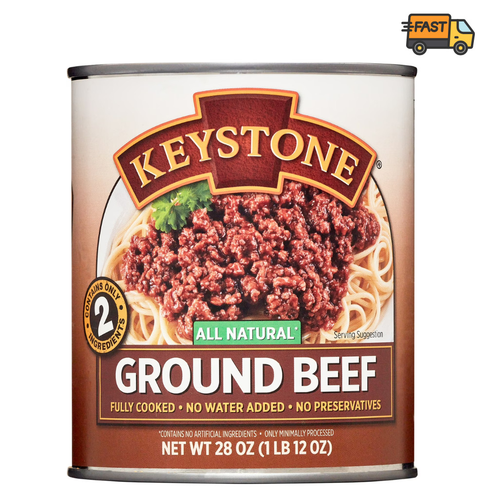 Keystone All Natural Ground Beef 28 oz Canned Meat Ready to Eat Free Shipping