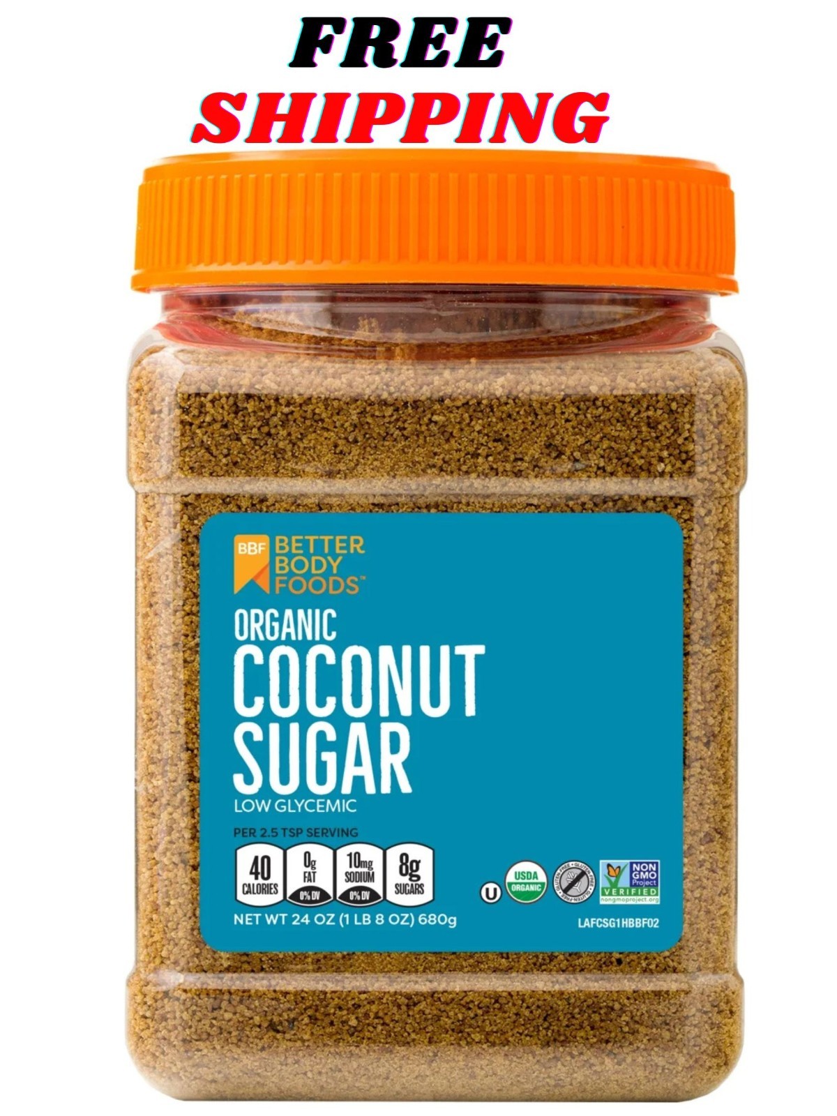 BetterBody Foods Organic Coconut Palm Sugar, 24 Oz New