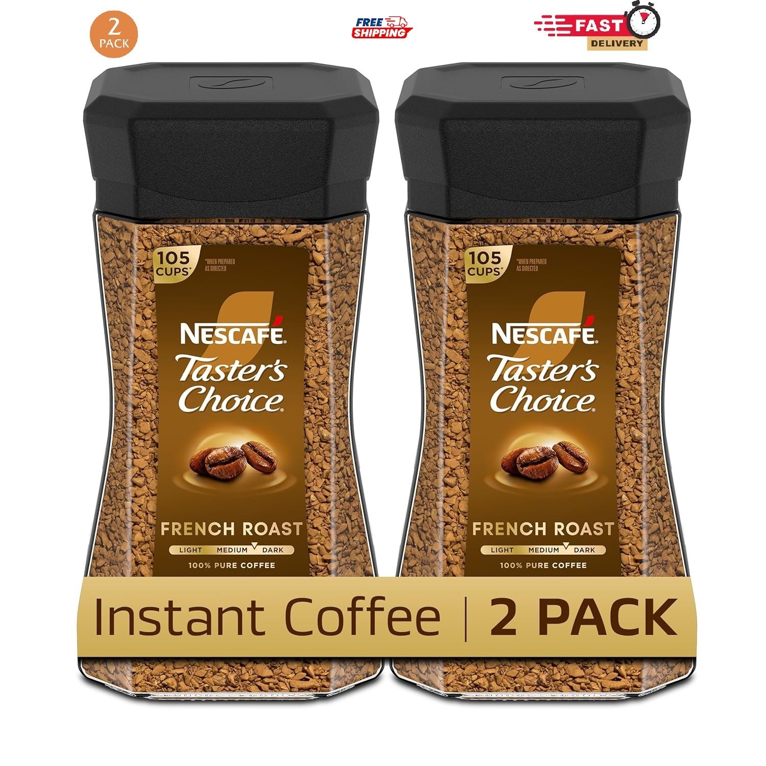 Nescafé Taster’s Choice Instant Coffee – Dark French Roast, 2 Jars (7 oz Each)
